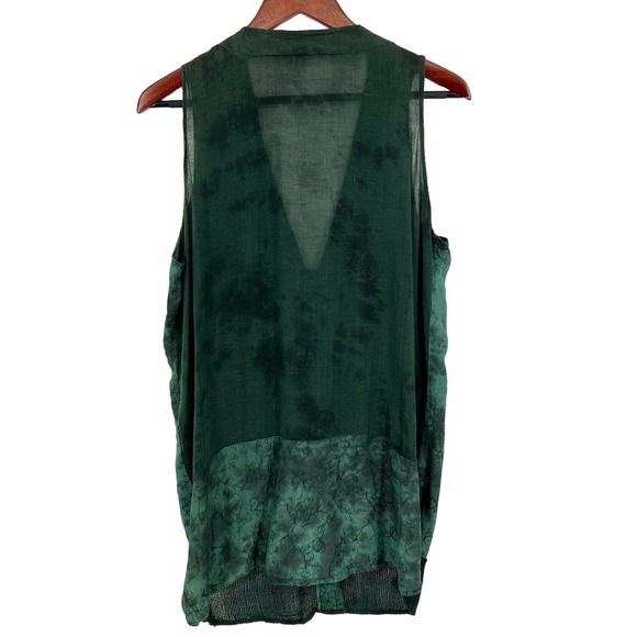 Sterling Styles Vintage 80s 90s Deep Green Wearable Art Vest Blouse Shirt Top - Picture 7 of 7